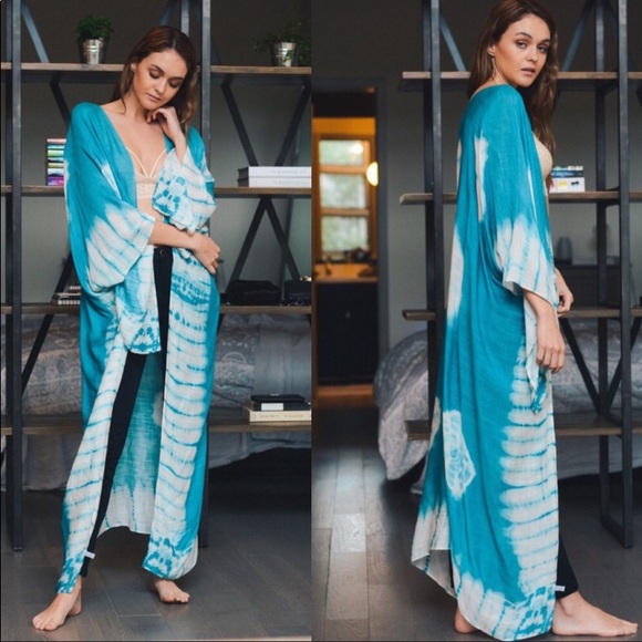Accessories - Tie Dye Kimono— Turquoise